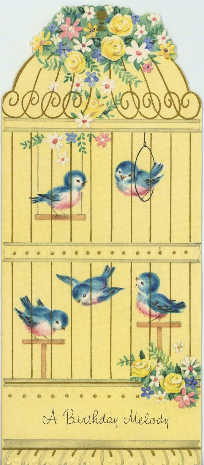 100 Bluebirds of Happiness Vintage Greeting Card Illustrations