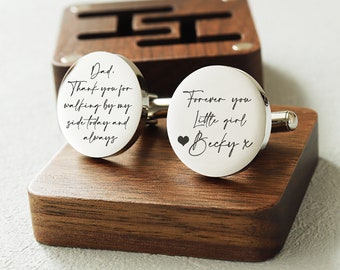Custom Father of the bride gift, personalized cufflinks, Daughter's Wedding Gift for Father, Forever Your Little Girl Wedding Cufflinks