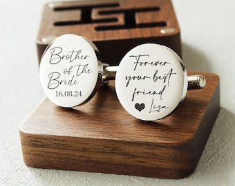 Custom Brother of the bride gift, personalized Wedding Day Cufflinks, Sweet Message for Bride Gift from Bride, Gifts from Bride