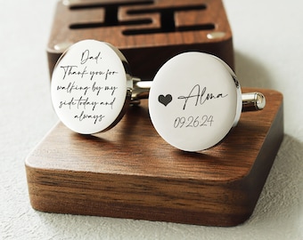 Father of the bride gif, personalized Wedding  cufflinks, Father of Groom Gift, Gifts from Bride, Custom Wedding Day Gifts, Gifts from Bride