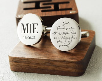 Fathers day gifts, Father of the bride gift, personalized Wedding Day cufflinks, Custom Father of the Groom Gift, Gifts from Bride