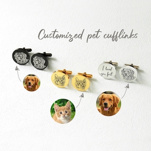 Custom CuffLinks,Pet portrait cufflinks,Memorial cufflinks,Engraved gift box available,Customized wedding day cufflink gifts for groomsmen