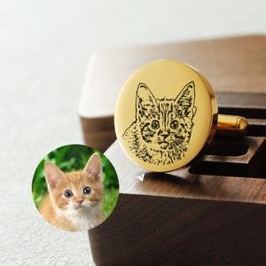 Custom pet portrait cufflinks, personalized souvenir cufflinks,engraved gift boxes available, custom cufflinks gift for groom on wedding day
