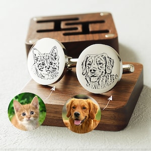 Personalization pet cufflinks, personalized souvenir cufflinks,engraved gift boxes available, custom cufflinks gift for groom on wedding day image 1