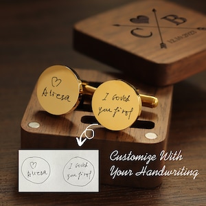 Handwritten metal cufflinks - custom groom cufflinks for wedding, personalized cufflinks, 5th anniversary gift for husband boyfriend, dad