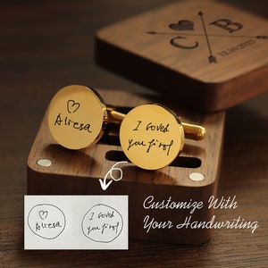 Handwritten metal cufflinks - custom groom cufflinks for wedding, personalized cufflinks, 5th anniversary gift for husband boyfriend, dad