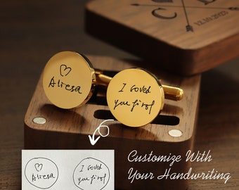 Handwritten metal cufflinks - custom groom cufflinks for wedding, personalized cufflinks, 5th anniversary gift for husband boyfriend, dad