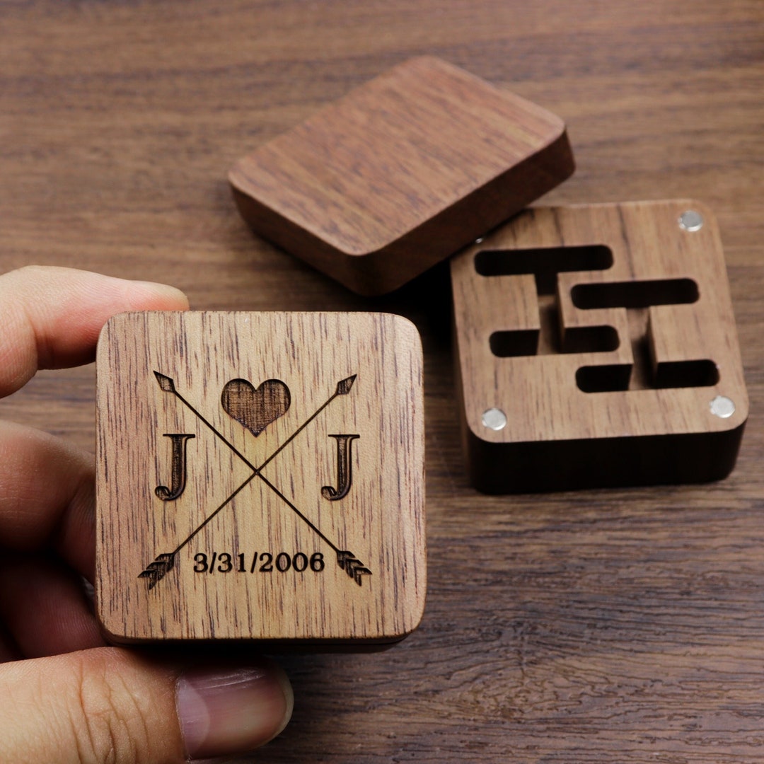 Engravable Square Cufflink Box, Personalized Groom Cufflink Box
