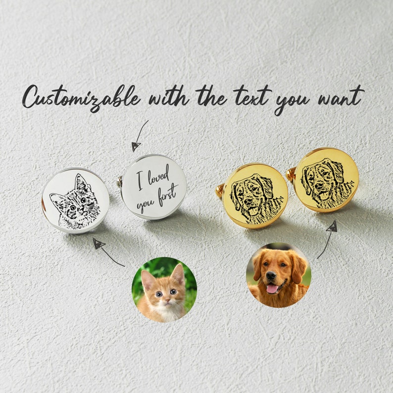 Personalization pet cufflinks, personalized souvenir cufflinks,engraved gift boxes available, custom cufflinks gift for groom on wedding day image 7