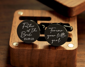 Personalized Engraved Father of the Bride Cufflinks, Wedding Cufflinks, Personalized custom Cufflinks, Forever Your Little Girl Cufflinks