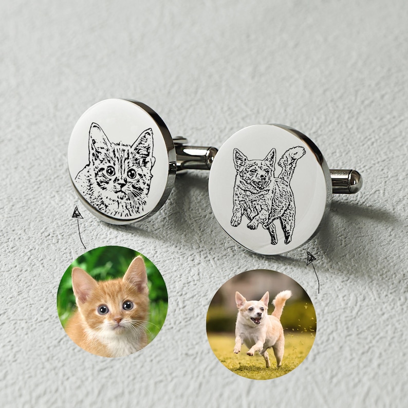 Personalization pet cufflinks, personalized souvenir cufflinks,engraved gift boxes available, custom cufflinks gift for groom on wedding day image 2