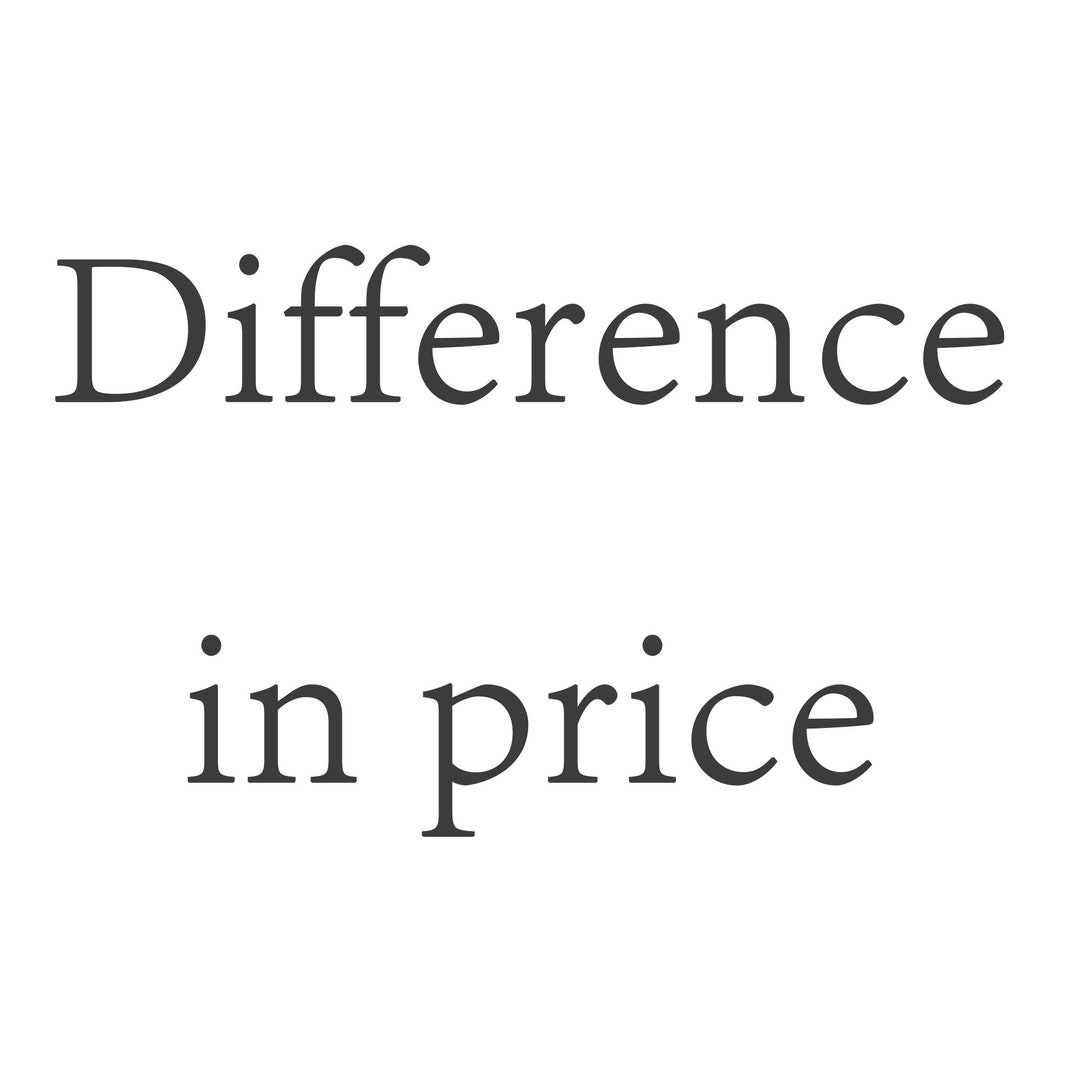 Difference in Price Etsy