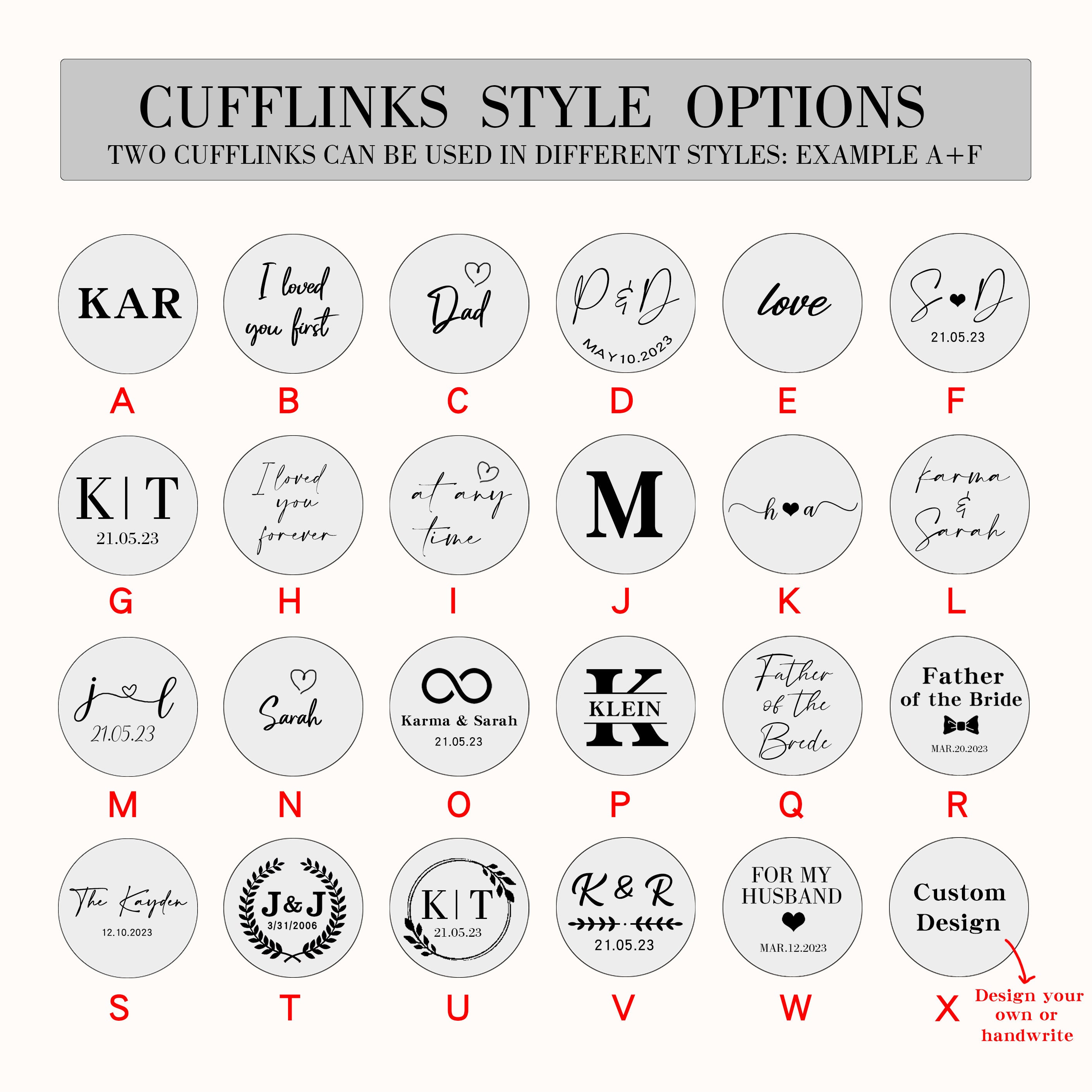 Custom Metal Cufflinks - Engraved Box Optional, Wedding Day Cuff links for Groom Dad Father of the Bride gift, Anniversary Gift for Husband