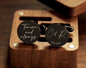 Metal cufflinks - engraved box optional, custom wedding day cufflinks for the groom, father of the groom, anniversary gift for husband