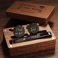 Metal Cufflinks, Tie Clip & Rectangle Gift Box – Wedding Day Cuff links Groom Dad Grooms men, Anniversary Birthday Valentine's Gift Husband