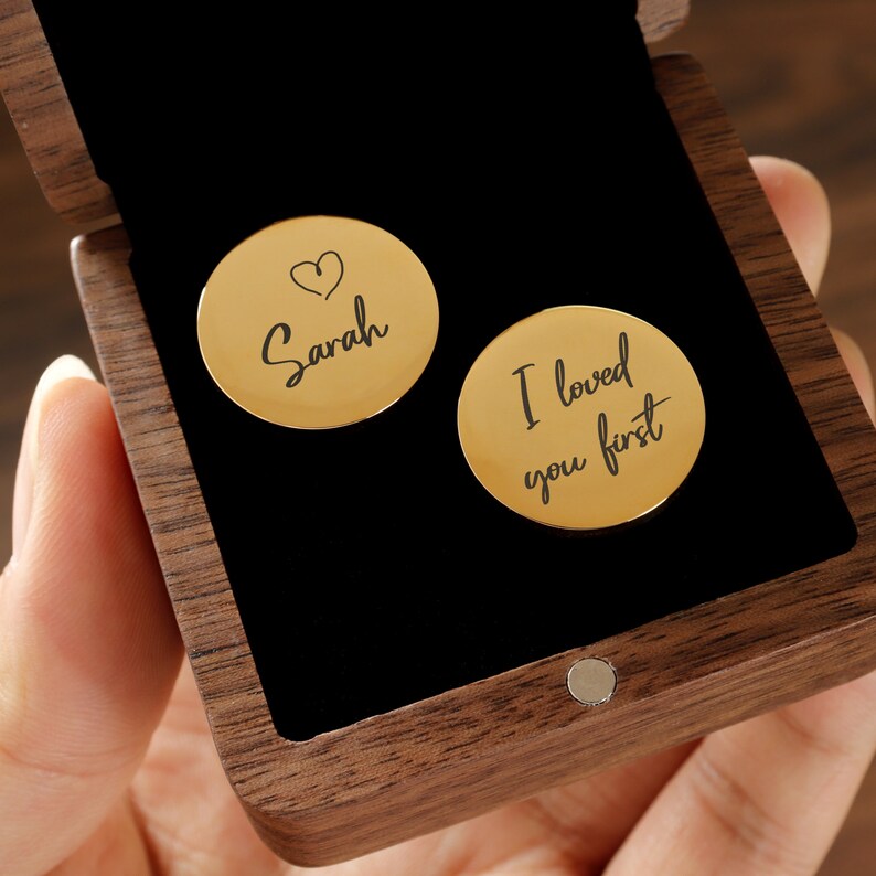 Personalized Cufflinks, Premium Box Optional, Custom Wedding Day Cuff links for Groomsmen Father of the Bride, Anniversary Gift for Husband image 6