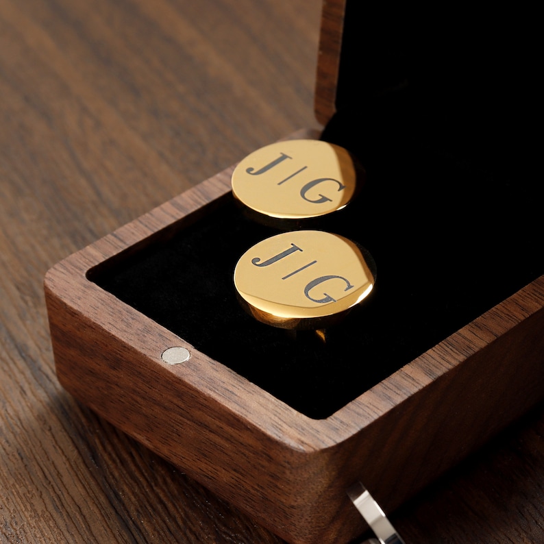 Personalized Cufflinks, Premium Box Optional, Custom Wedding Day Cuff links for Groomsmen Father of the Bride, Anniversary Gift for Husband image 2