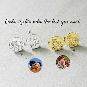 Wedding Gifts For Men, Gift Box Optional, Custom Couple Photo Cufflink, Custom Portrait Cufflink, Boyfriend Gift, Personalized Gift for Him