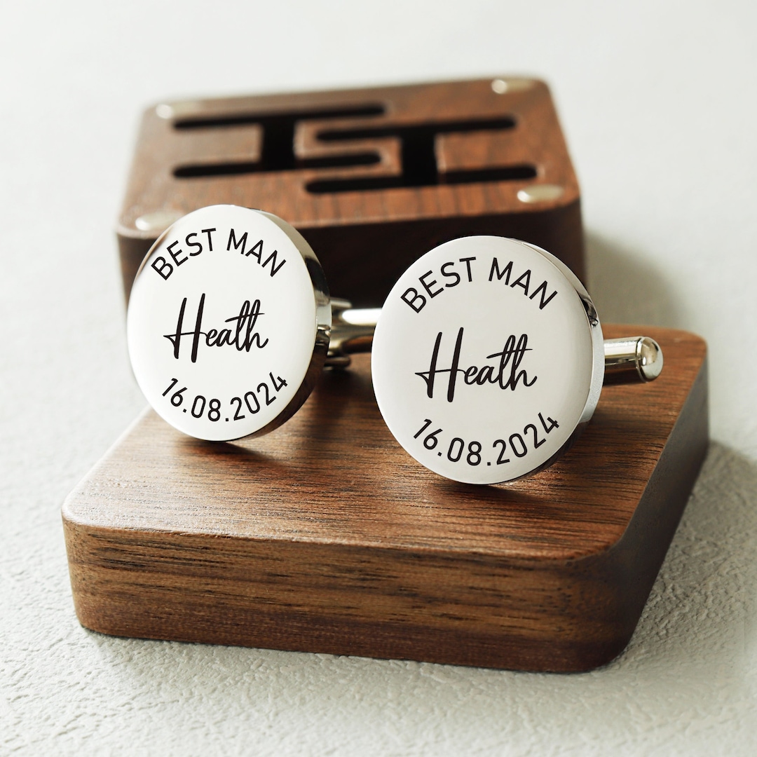 Personalised Best Man Cufflinks, Engraved Groomsman Cufflinks, Wedding