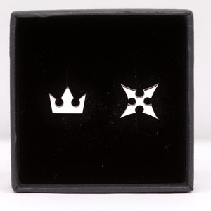 Cross and Crown Stud Earrings