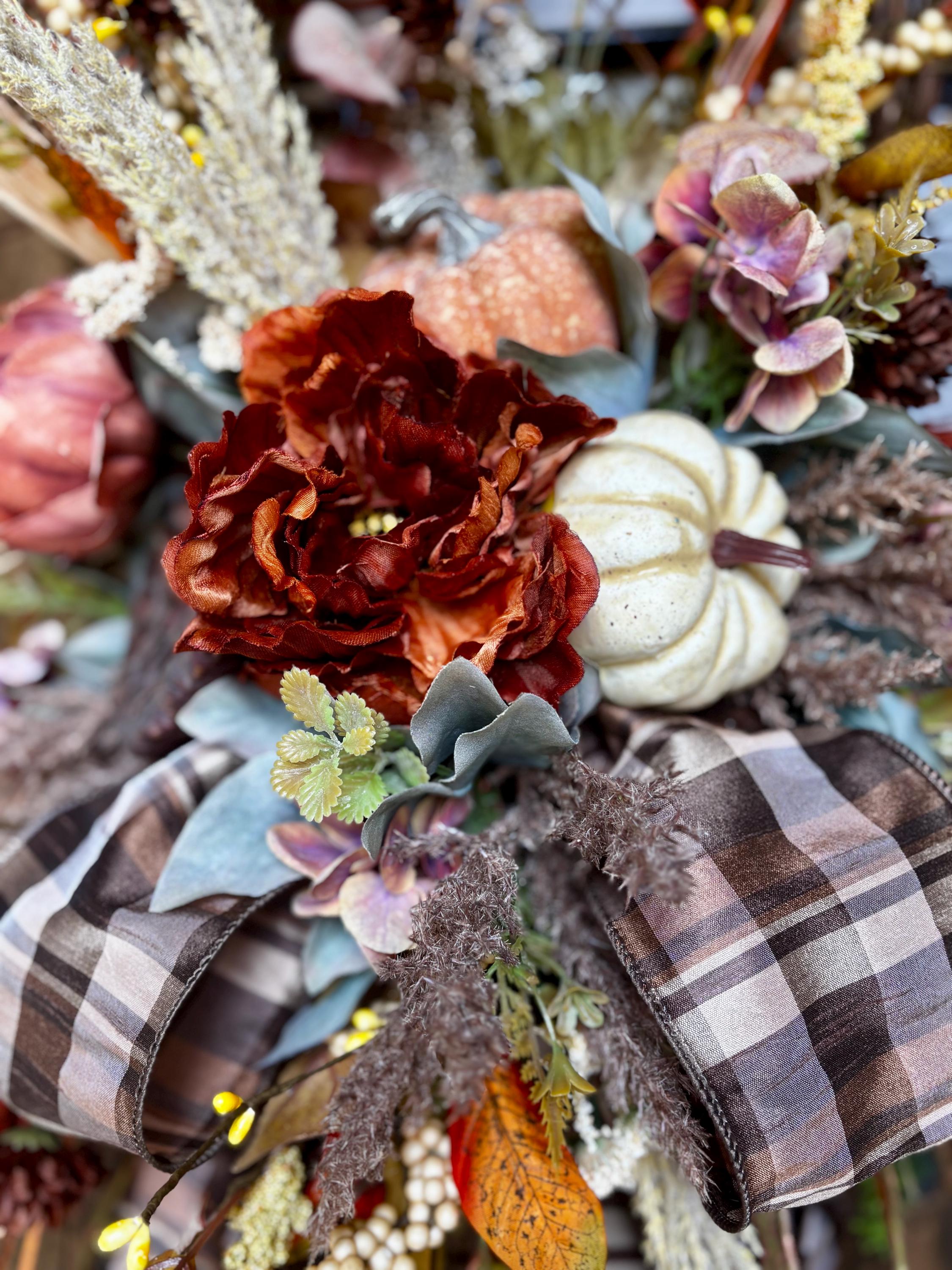 Fall Wreath for Front Door, Fall Pumpkin Wreath, Neutral Fall Grapevine ...