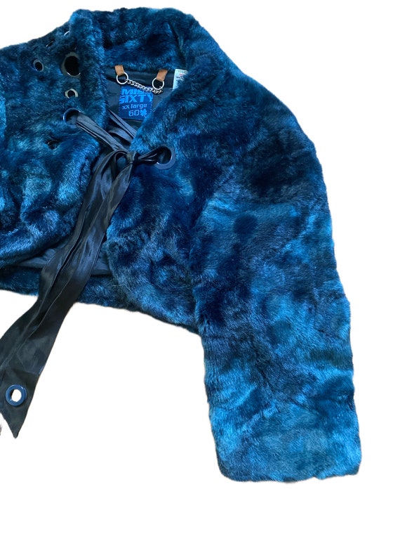 Amazing MISS SIXTY Vintage Y2k Navy Blue Faux Fur… - image 4