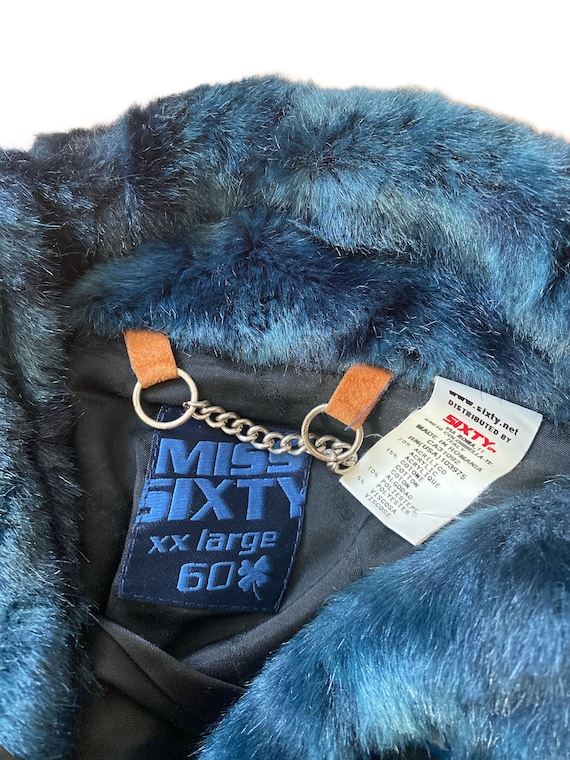 Amazing MISS SIXTY Vintage Y2k Navy Blue Faux Fur… - image 8