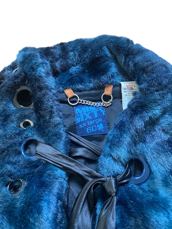 Amazing MISS SIXTY Vintage Y2k Navy Blue Faux Fur… - image 7
