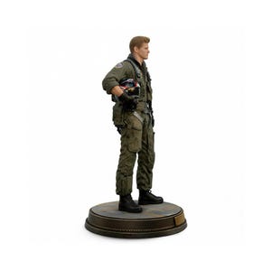 Iceman-style fighter pilot figurine, STL 3MF 3D file, FDM resin print, digital military figurine model image 2