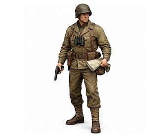 STL 3MF Digital File WW2 Army Officer | High Quality 3D Model | FDM Resin Military Figurine Diorama