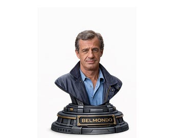 Busto BELMONDO STL 3D – Figura realista con base – Archivo digital para impresión 3D – Escultura de resina de alta definición
