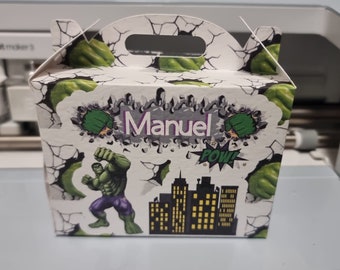 scatola personalizzata regalino fine festa tema hulk