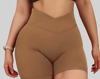 Short de motard pour femme de couleur marron