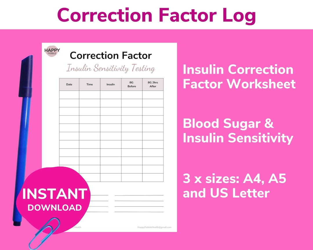 Insulin Correction Factor Worksheet Insulin Sensitivity Log Blood Sugar
