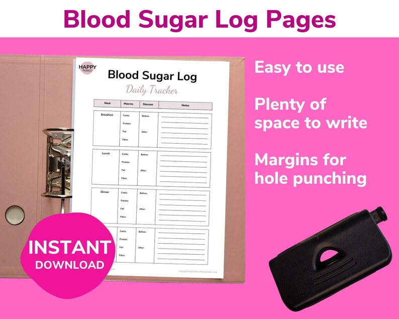 Blood Sugar Log Printable Glucose Record Charts Diabetes Tracker Daily ...
