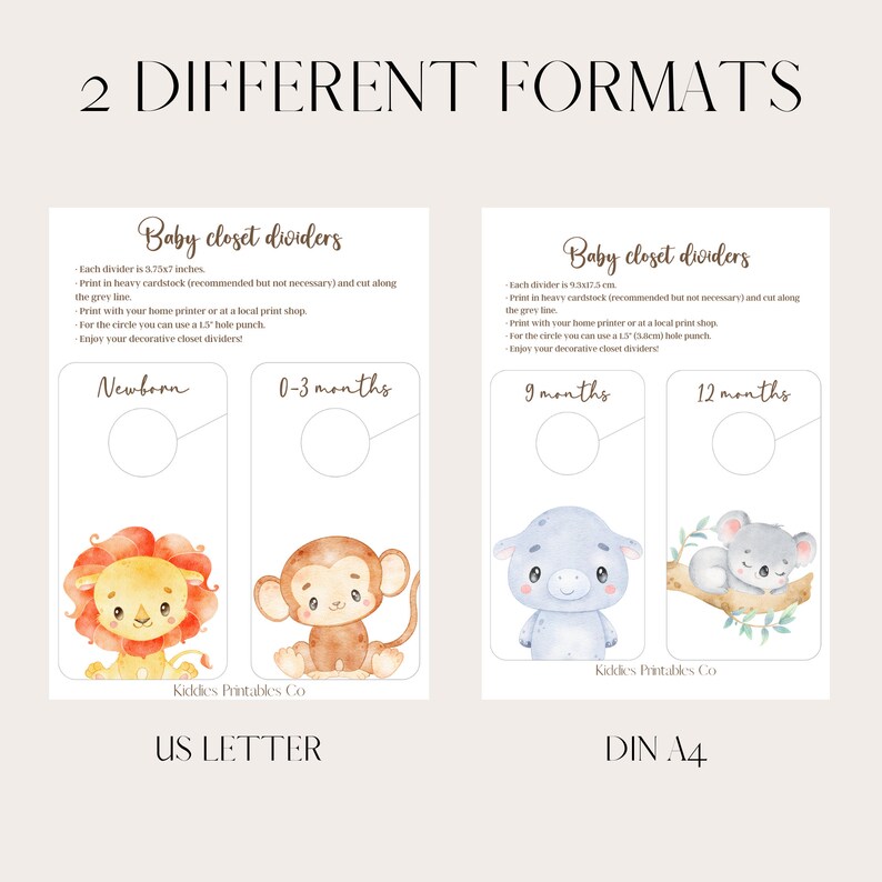 Wild Animals Baby Closet Dividers, Printable Woodland Animals, Closet ...