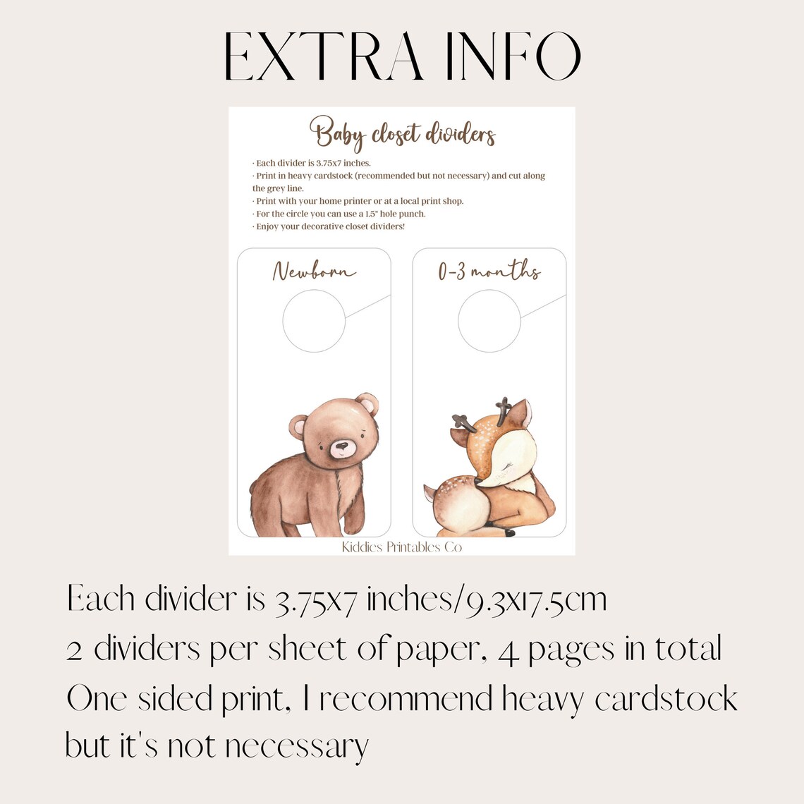 Woodland Animals Baby Closet Dividers, Printable Forest Animals, Closet