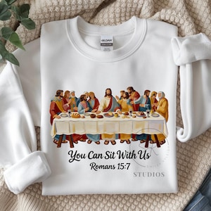 Last Supper Oil Painting PNG, Romans 15:7, Easter Digital Download