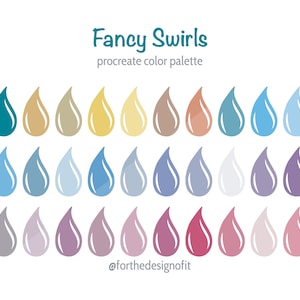 Paleta de colores Procreate, remolinos de lujo, muestras para Procreate