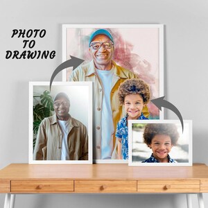 Retrato conmemorativo personalizado en acuarela / Regalo de San Valentín / Decoración de pared personalizada / Obra de arte conmemorativa única para padres