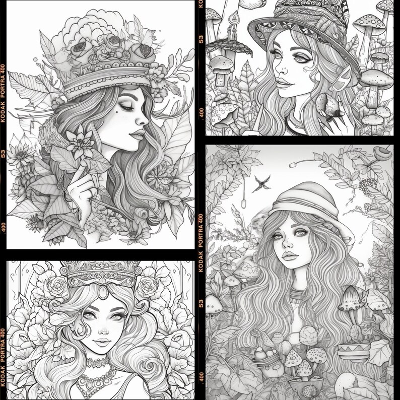 Princess Stoner Coloring Pages for Adult Digital Coloring - Etsy