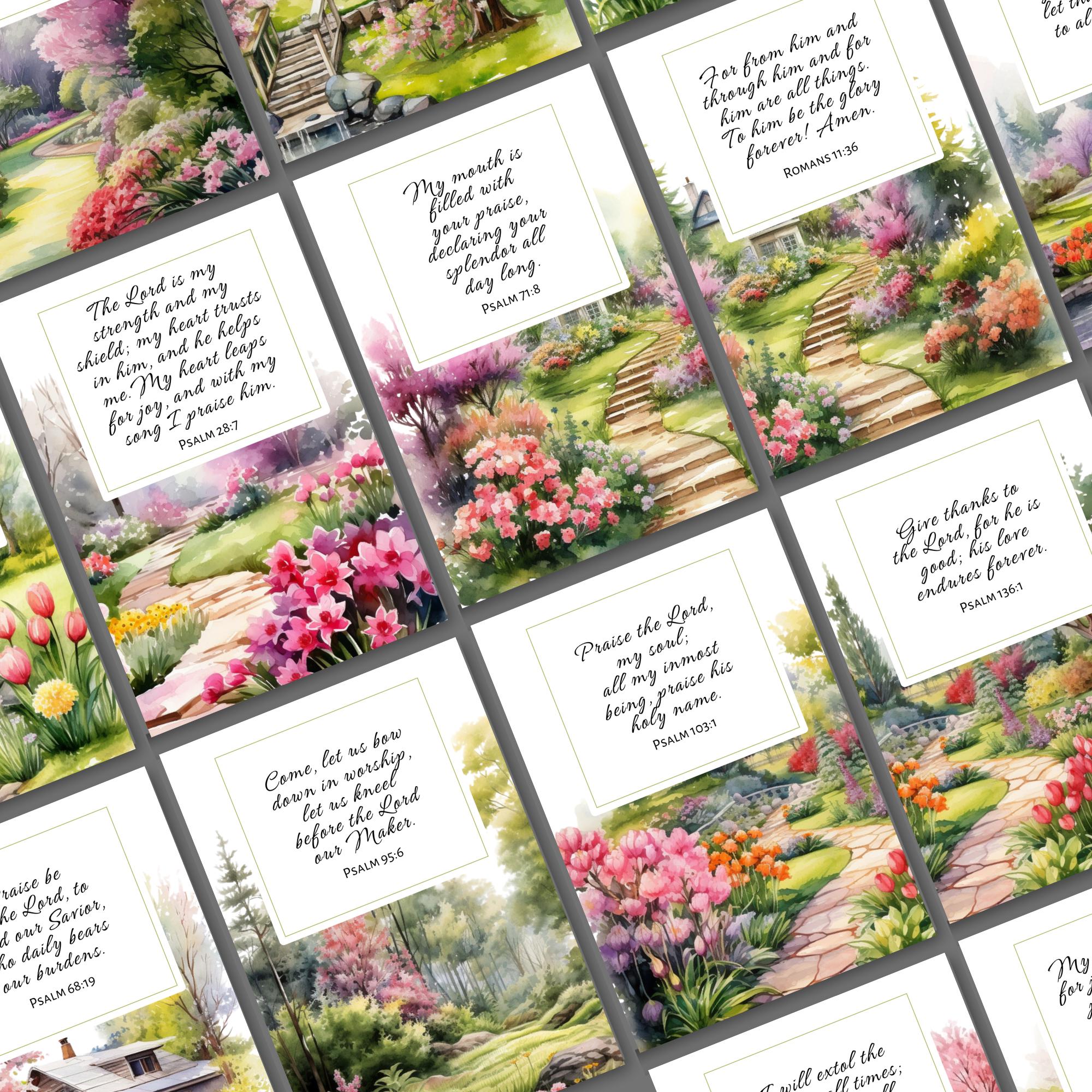 Spring Devotions 20 Worship Bible Verse Cards 4x6 Printable, Spring Watercolor Scripture ...