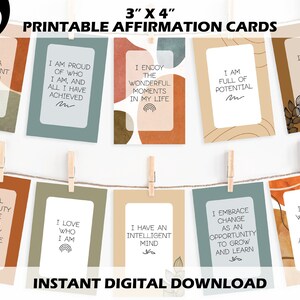 Mini tarjetas de confianza, tarjetas de afirmación imprimibles con tonos de otoño acuarela abstracta, descarga digital