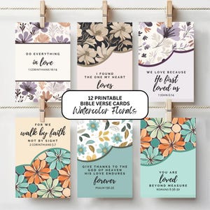 Printable Love Bible Verse Cards: Abstract Floral Notecard Set (PDF)