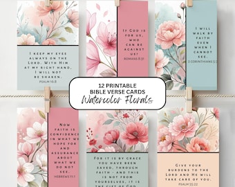 Cartões com Versículos Bíblicos em Aquarela: Imagens para Imprimir (Download Digital)
