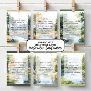 Kaarten aquarel landschap bijbelvers | Christelijke printables (digitale download)
