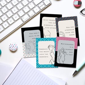 Tarjetas de afirmación imprimibles con citas motivacionales para mamás, juego de tarjetas de regalo, tarjetas de tablero de visión inspiradoras para mujeres, patrón de acuarela