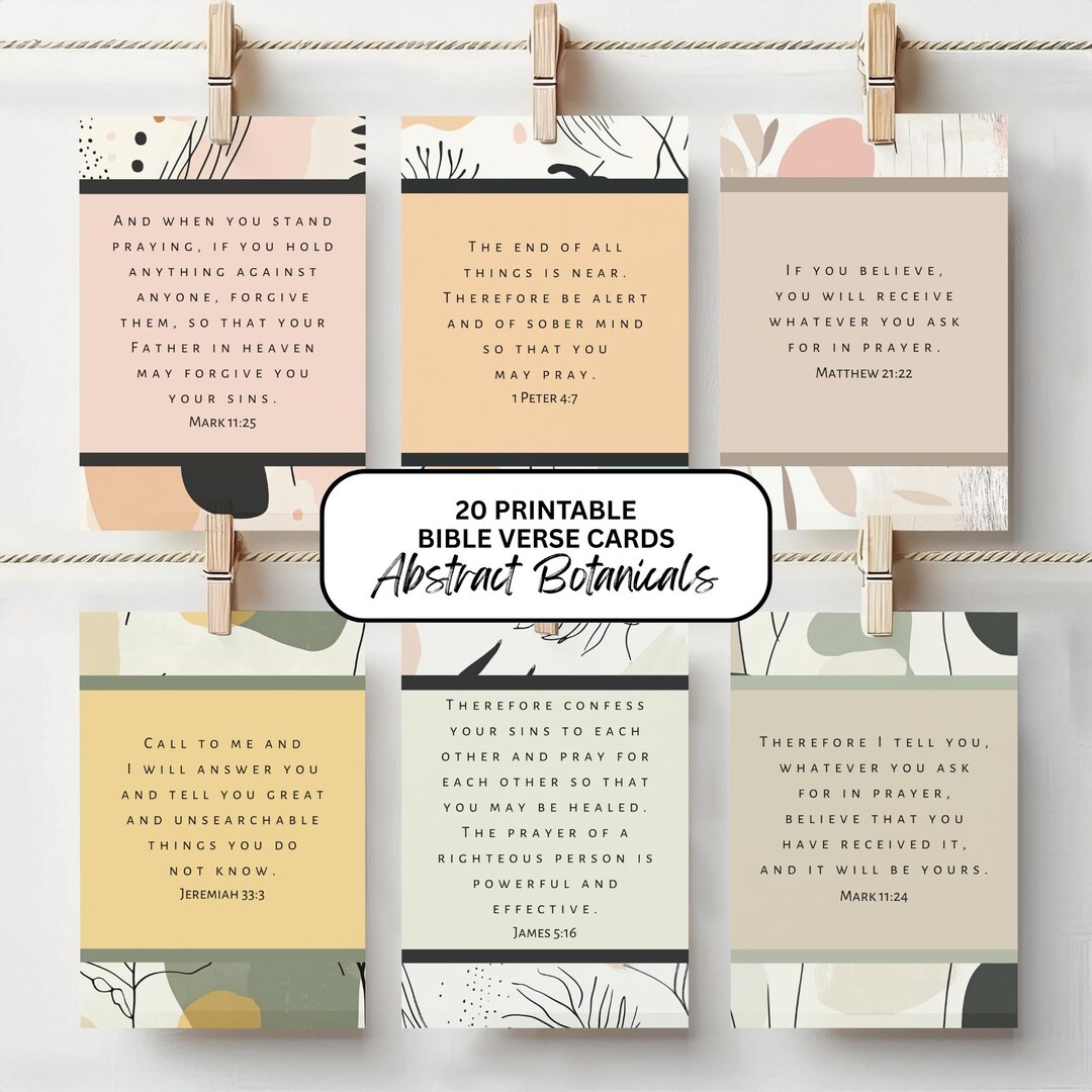 20 Prayer Bible Verse Cards Printable, Abstract Watercolor Scripture ...