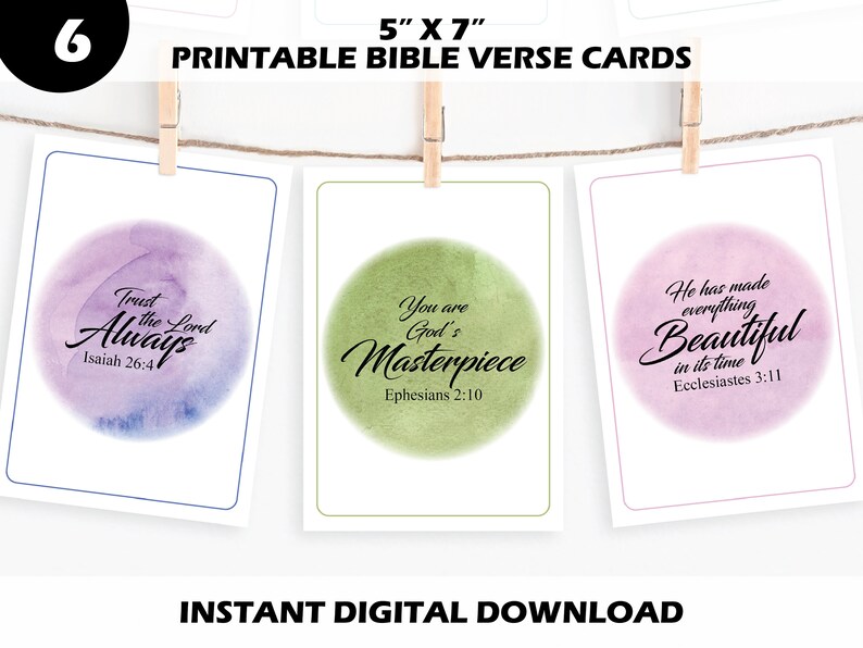 Scriptures Watercolour Watercolor Bible Verse Cards: Scripture Art Prints (digital Download ...