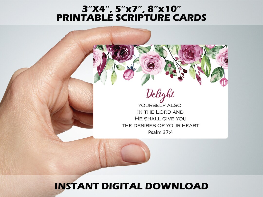 Printable Scripture Cards, Burgundy Watercolor Bible Verse Card Set ...